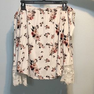 White off the shoulder top with floral pattern